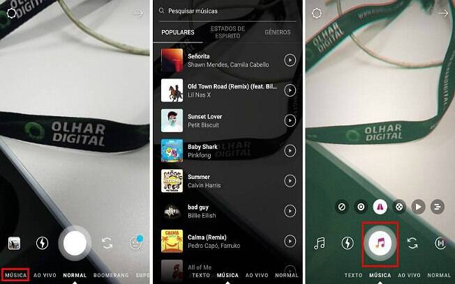 Também é possível usar filtros especiais para colocar música nos Stories do Instagram
