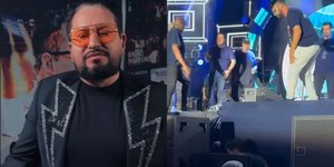 Marrone, da dupla com Bruno, cai do palco em show e machuca testa