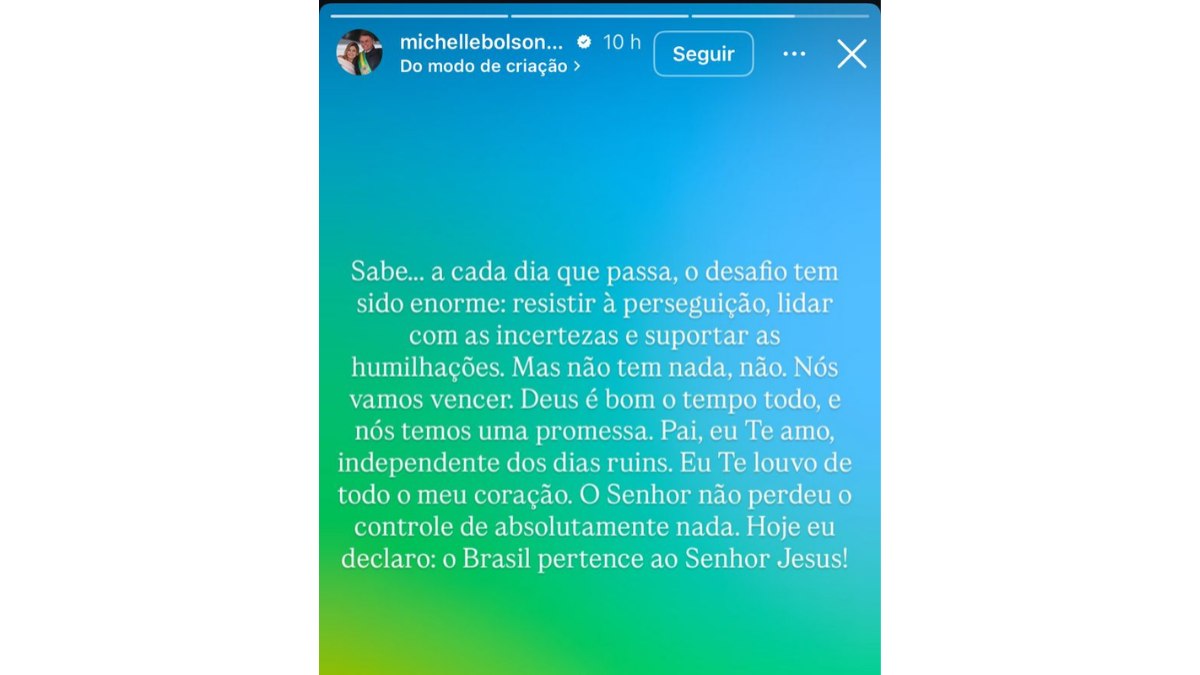 Publicação foi feita nos stories do Instagram