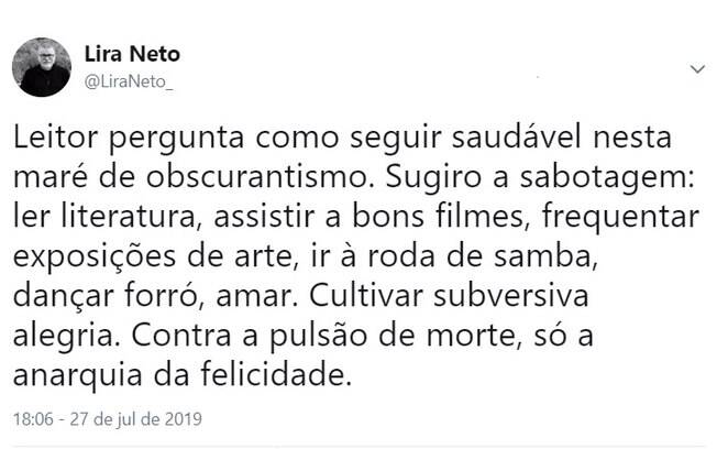 O jornalista e escritor comenta sobre o momento da cultural nacional