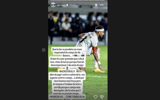 Neymar deixou o jogo contra o Palmeiras no intervalo