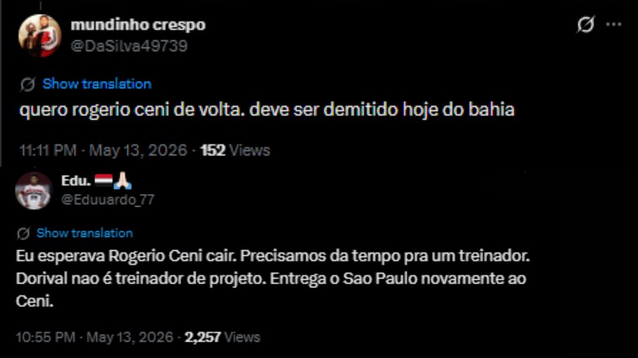 Torcedores do São Paulo pedem Ceni, pressionado no Bahia