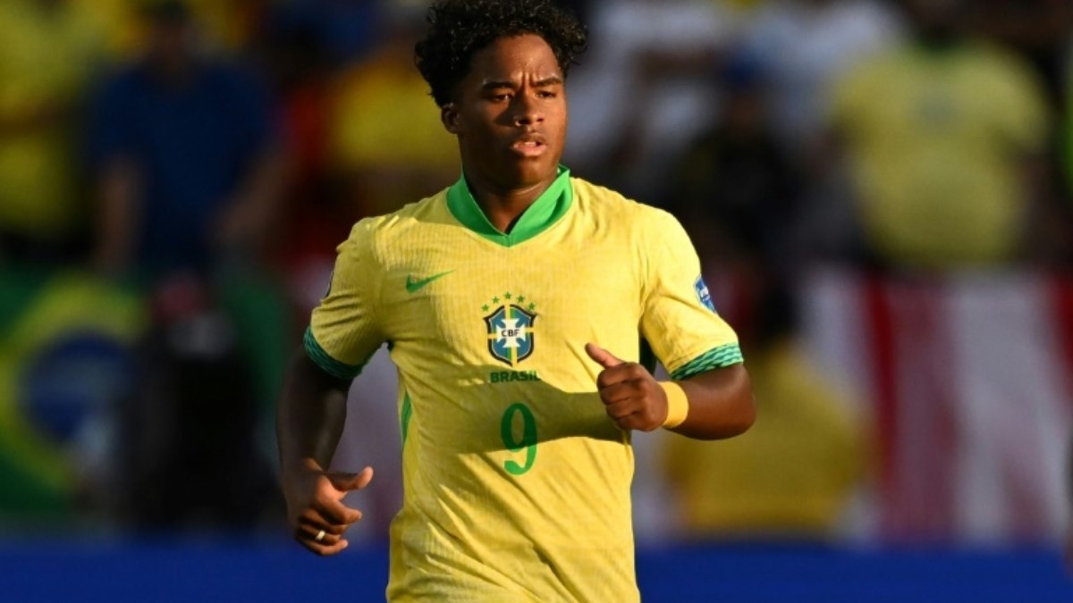 O atacante Endrick durante a partida do grupo D da Copa América entre Brasil e Colômbia no Levi's Stadium em Santa Clara, Califórnia, em 2 de julho de 2024.