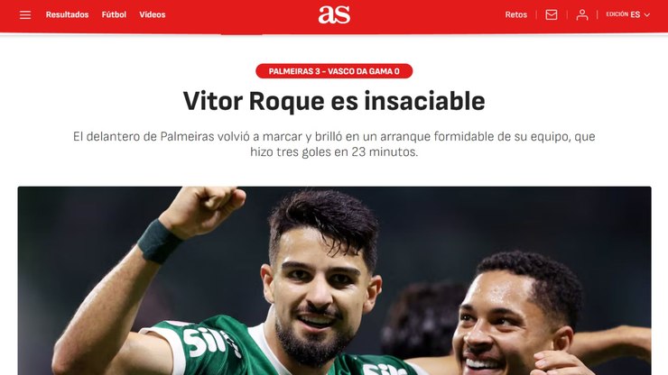 Jornal espanhol exalta Vitor Roque no Palmeiras: "Insaciável"