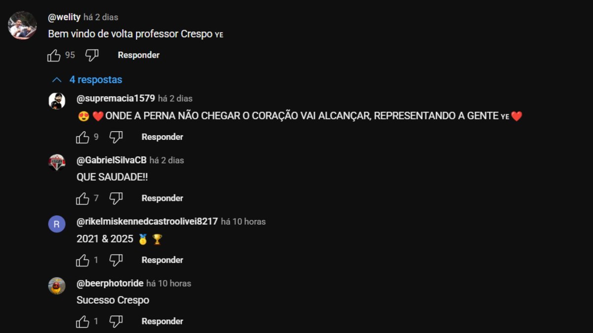 Quatro anos após o lançamento, são-paulinos comentam o videoclipe e reagem a chegada de Crespo Quatro anos após o lançamento, são-paulinos comentam o videoclipe e reagem a chegada de Crespo