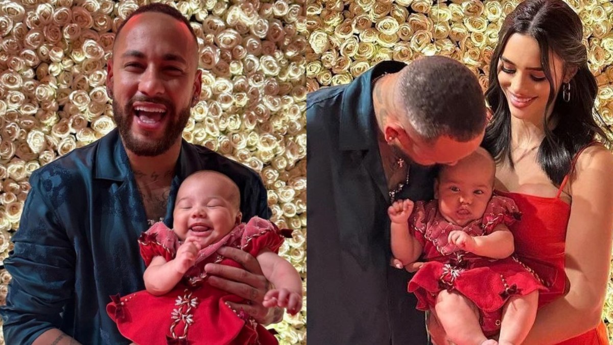 Neymar com a filha e a ex-namorada