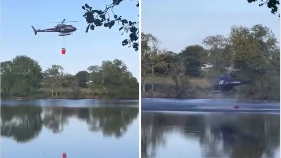 Helicóptero de combate a incêndio cai em lago na França