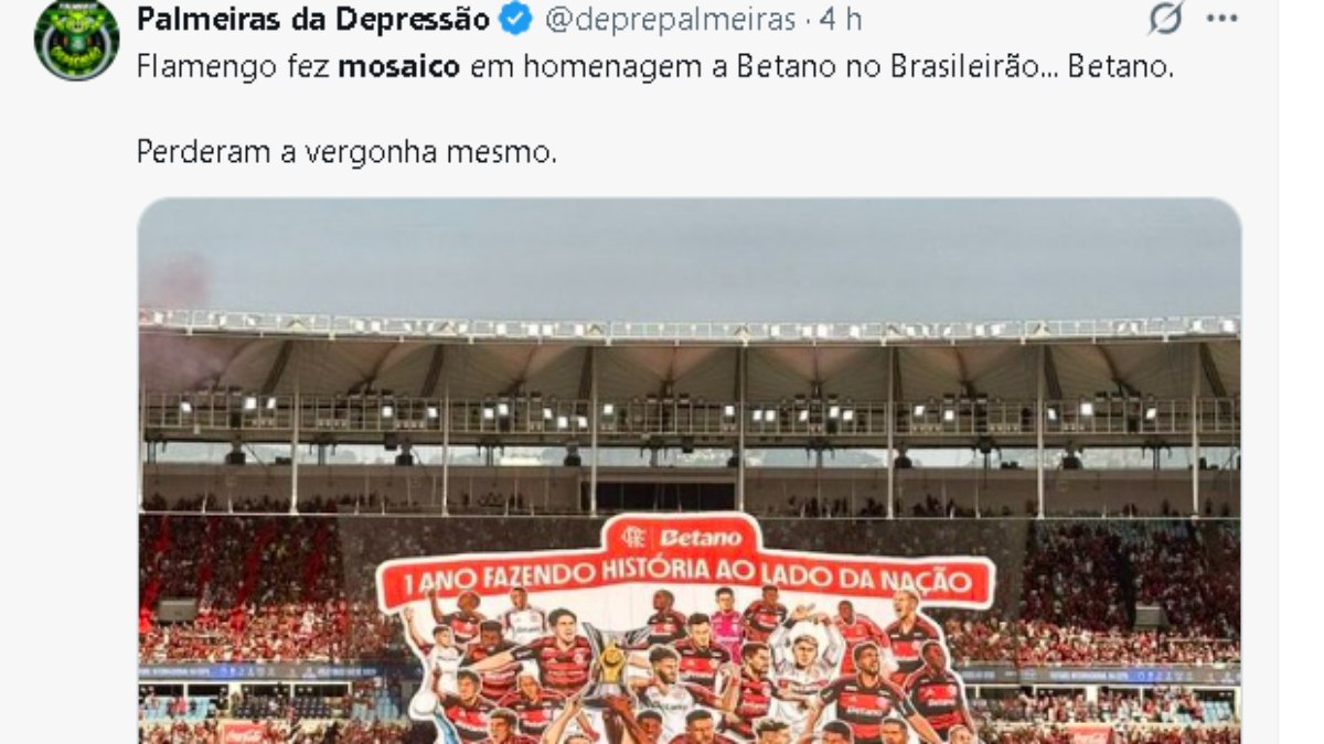 Palmeirenses ironizam mosaico da torcida do Flamengo