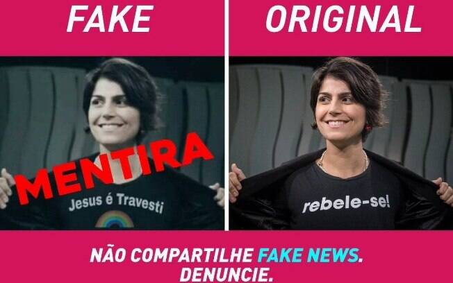 Fake news com Manuela D'Ávila (PCdoB), vice de Haddad