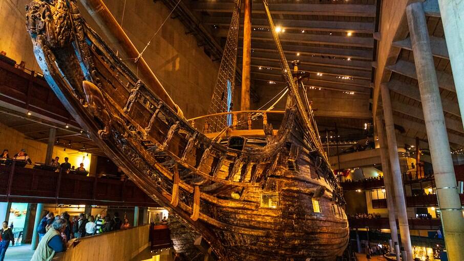 O Vasa está em perfeitas condições no Museu Vasa. O navio afundou após navegar cerca de 1.300 m.
