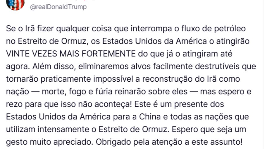 Postagem de Donald Trump
