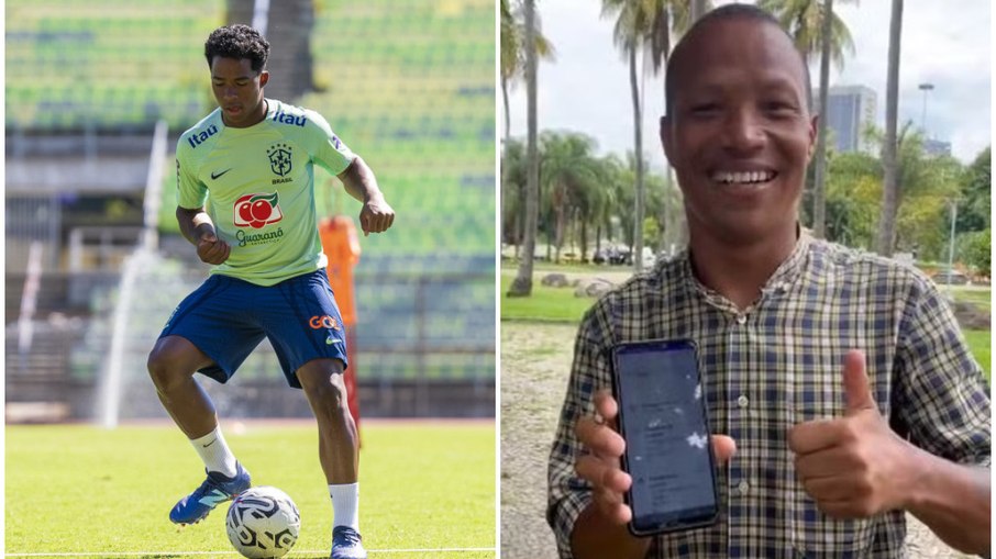 Endrick dá R$ 1 mil a engraxate em aeroporto Endrick dá R$ 1 mil a engraxate em aeroporto