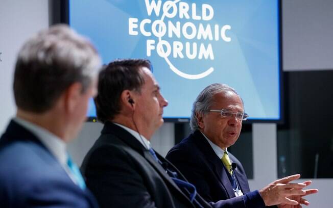 Paulo Guedes e Bolsonaro no Fórum Econômico Mundial de Davos