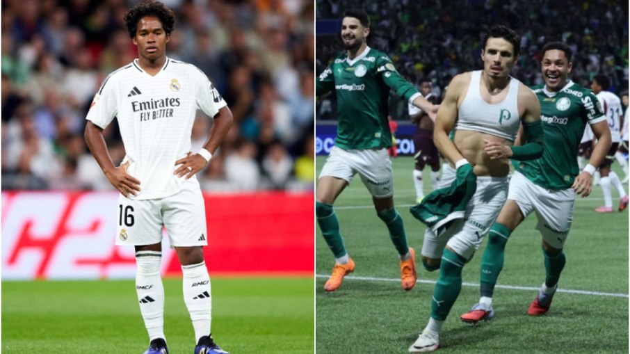 Endrick festeja virada histórica do Palmeiras na Libertadores