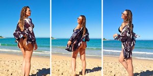 Lívia Andrade exibe corpo definido em praia após cirurgia