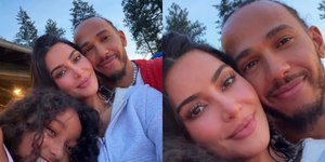Kim Kardashian surge com filhos e Lewis Hamilton em momento raro