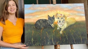 Artista busca eternizar pets em óleo sobre tela