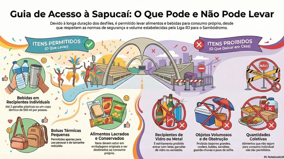 O que pode ou não levar para a Marquês de Sapucaí (RJ)