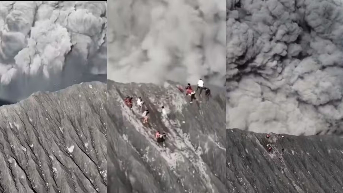 Grupo de alpinistas é surpreendido pela erupção do vulcão Dukono