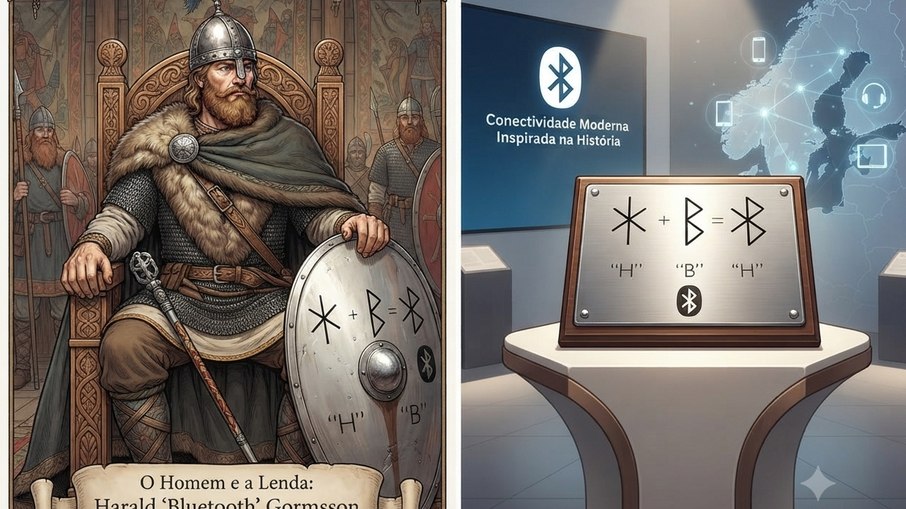 Ilustração de Harald Bluetooth, rei da Escandinávia