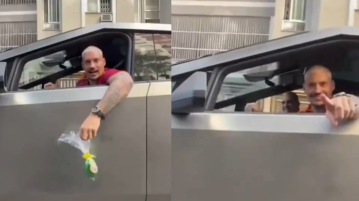 Filipe Ret distribui ovos de Páscoa a bordo de Cybertruck no Rio