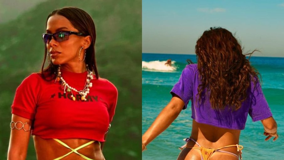 Anitta posta álbum de fotos de biquíni e mini shorts