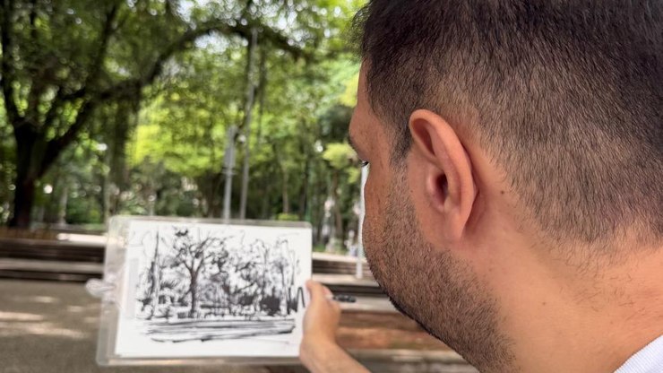 Desenho à mão transforma arquitetura de Juiz de Fora em memória
