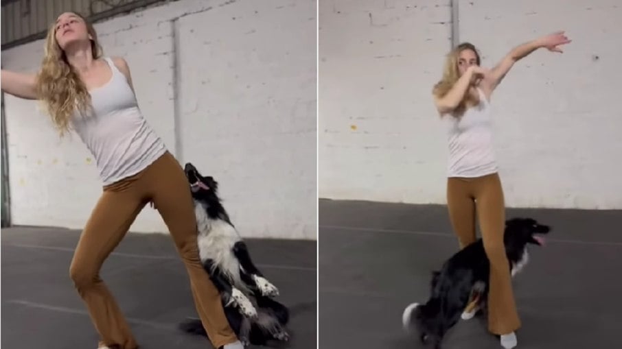 Roni Sagi é israelense e dançarina desde a infância; ela participa de competições de 'dog dance', modalidade de competição que envolve dançar junto com pets