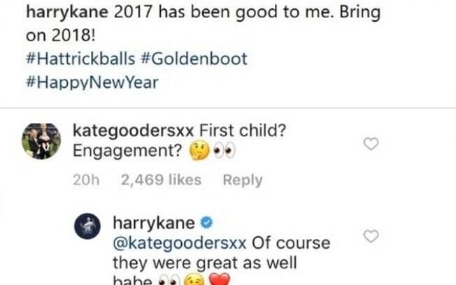 Harry Kane publica foto no Instagram e leva bronca da noiva Kate Goodland