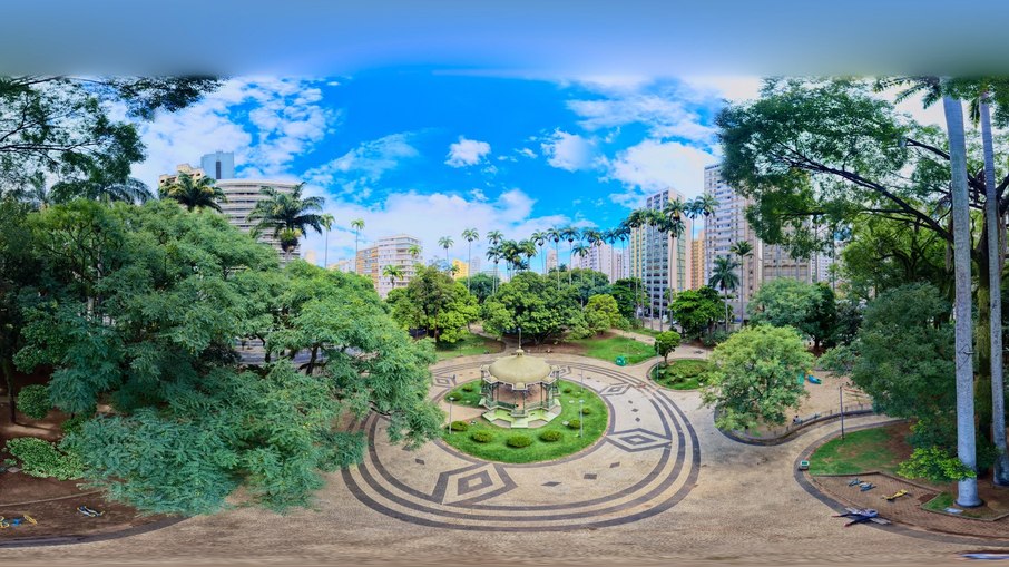 Foto aérea da Praça Carlos Gomes em Campinas