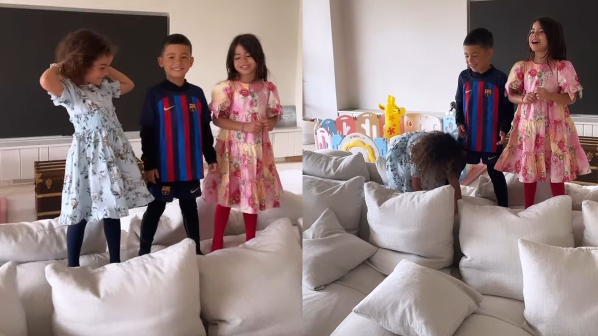 Filho de Cristiano Ronal aparece com camisa do Barcelona em vídeo