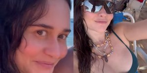 Alessandra Negrini curte praia em Salvador