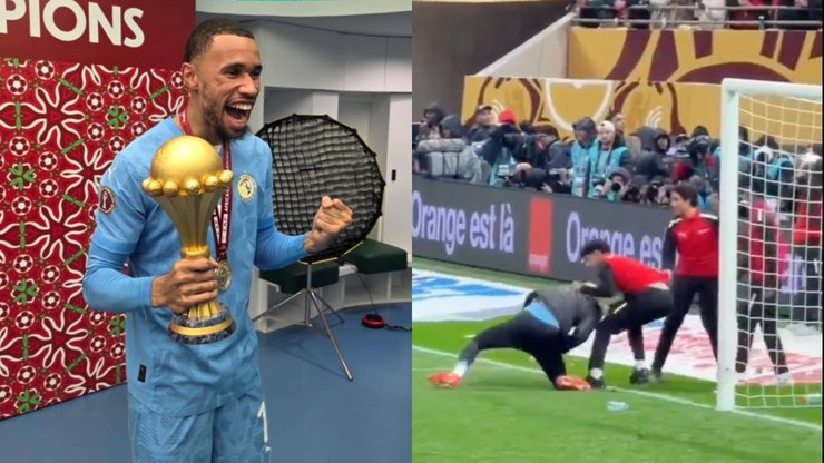 Goleiro reserva de Senegal é arrastado por gandulas em final