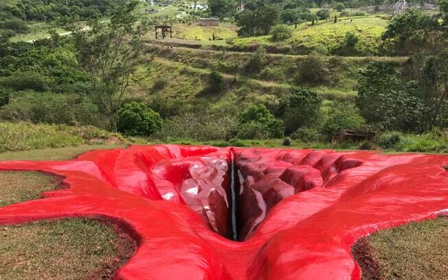 Artista visual faz vagina de 33 metros na Zona da Mata Sul de Pernambuco. Foto: Reprodução/Facebook