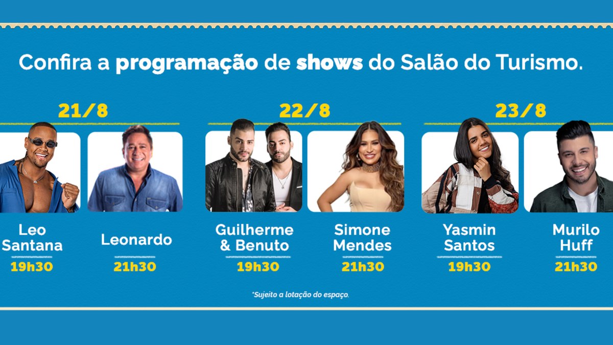 Programação musical do Salão do Turismo 2025 Programação musical do Salão do Turismo 2025