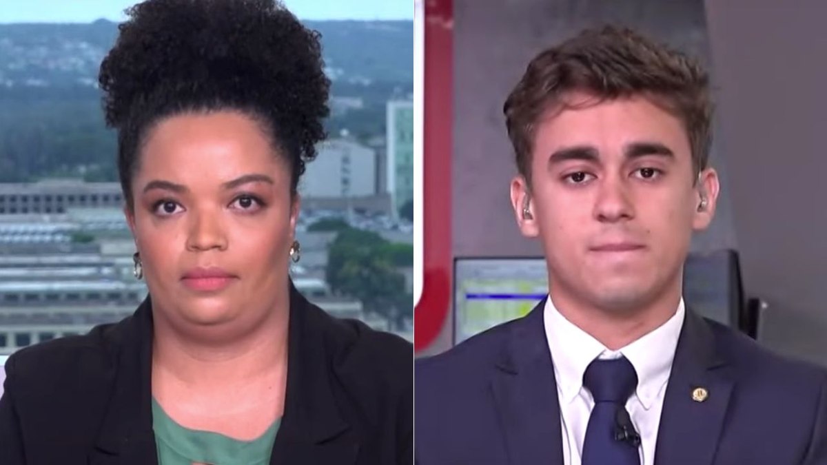 Basília Rodrigues e Nikolas Ferreira durante CNN Dois Lados