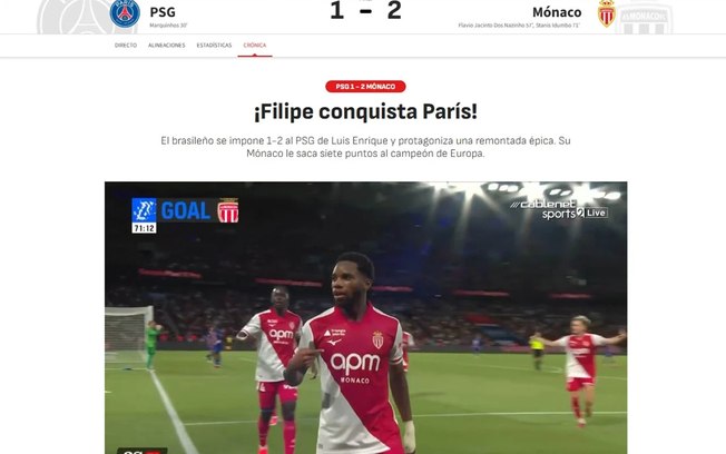 Filipe Luís durante a vitória do Monaco sobre o poderoso PSG Filipe Luís durante a vitória do Monaco sobre o poderoso PSG