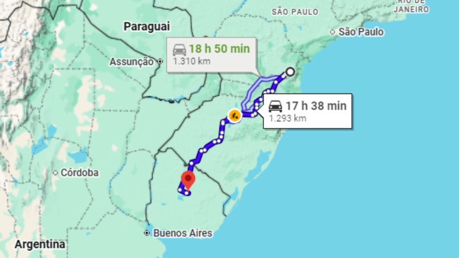 A partir de Curitiba, a rota se conecta a outras rodovias estruturais
