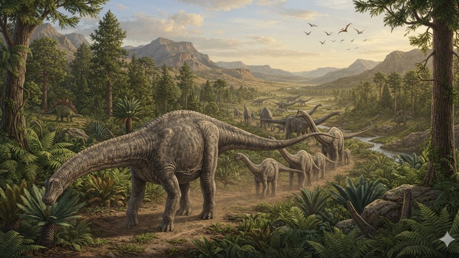 Ilustração do Diplodoco, parente do Musango matusadonaensis