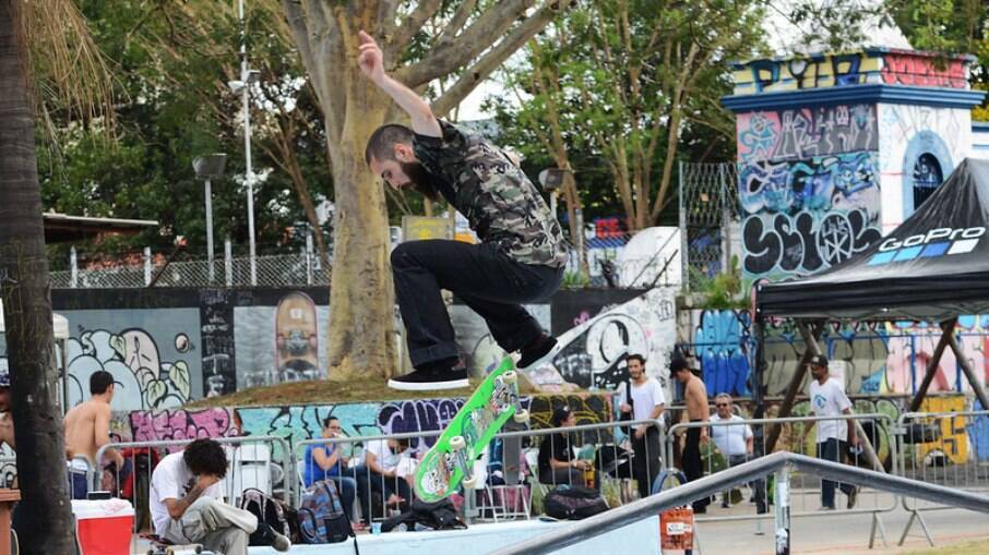 Campeonato de skate na Praça das Águas, em 2018.