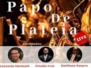 O Papo de Plateia Live é transmitido pelas redes sociais das orquestras de Guarulhos no YouTube, Facebook e Instagram
