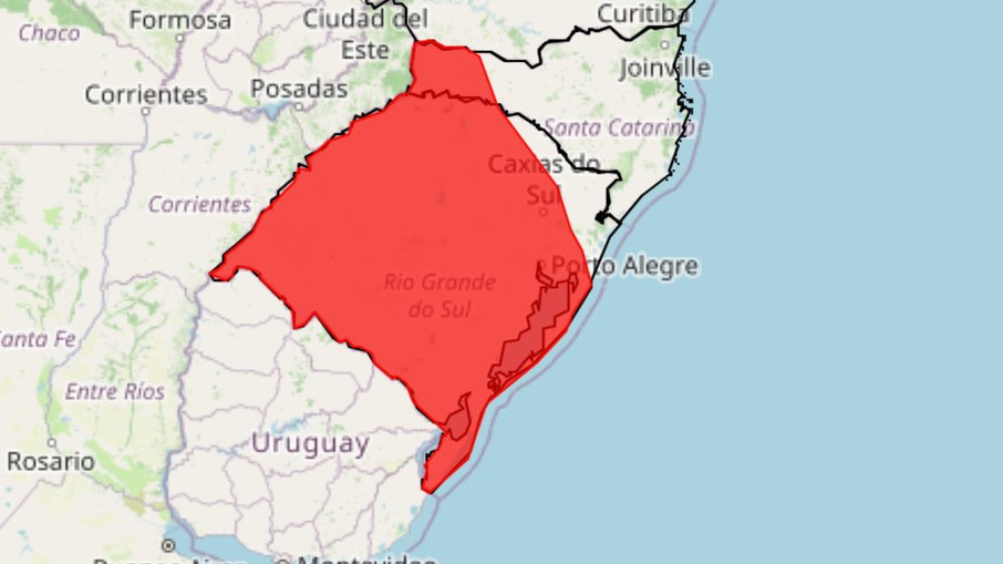 Alerta vermelho vigente até às 12h de sábado (02) Alerta vermelho vigente até às 12h de sábado (02)