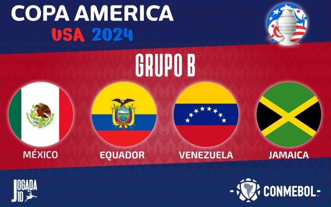 México, Equador, Venezuela e Jamaica estão no Grupo B da Copa América de 2024 - Foto: Jogada 10