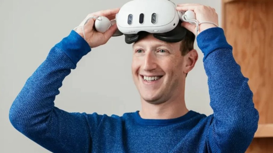 Mark Zuckerberg usando o Meta Quest 3. (Meta/Divulgação)