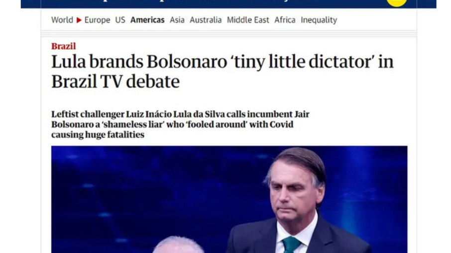 The Guardian mencionando o debate presidencial