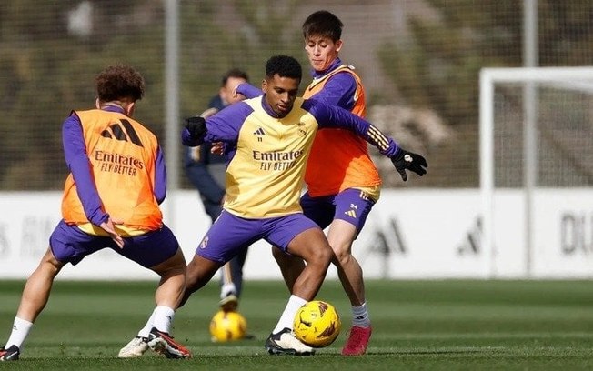 Rodrygo durante treinamento do Real Madrid - Foto: Antonio Villalba/Real Madrid Rodrygo durante treinamento do Real Madrid - Foto: Antonio Villalba/Real Madrid
