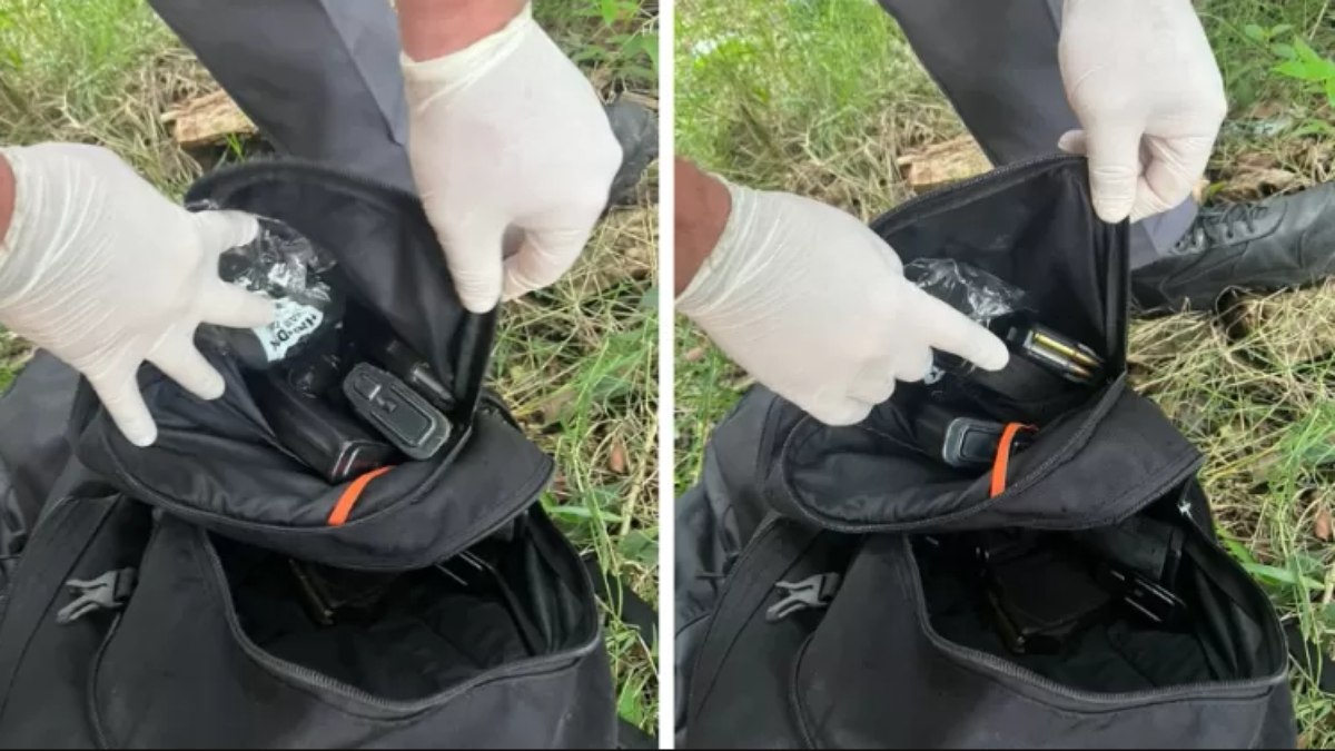 Polícia Civil mostra fotos de mochilas cheias de munição