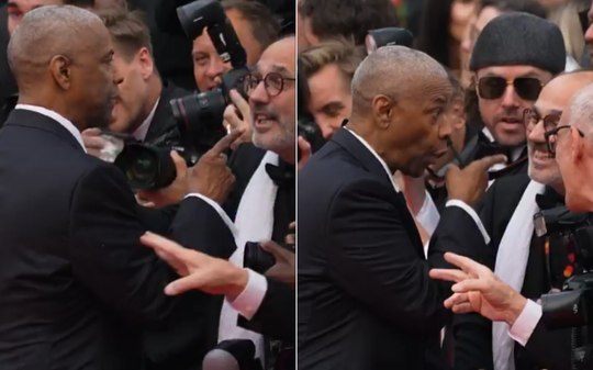 Denzel Washington discute com fotógrafo na chegada em Cannes