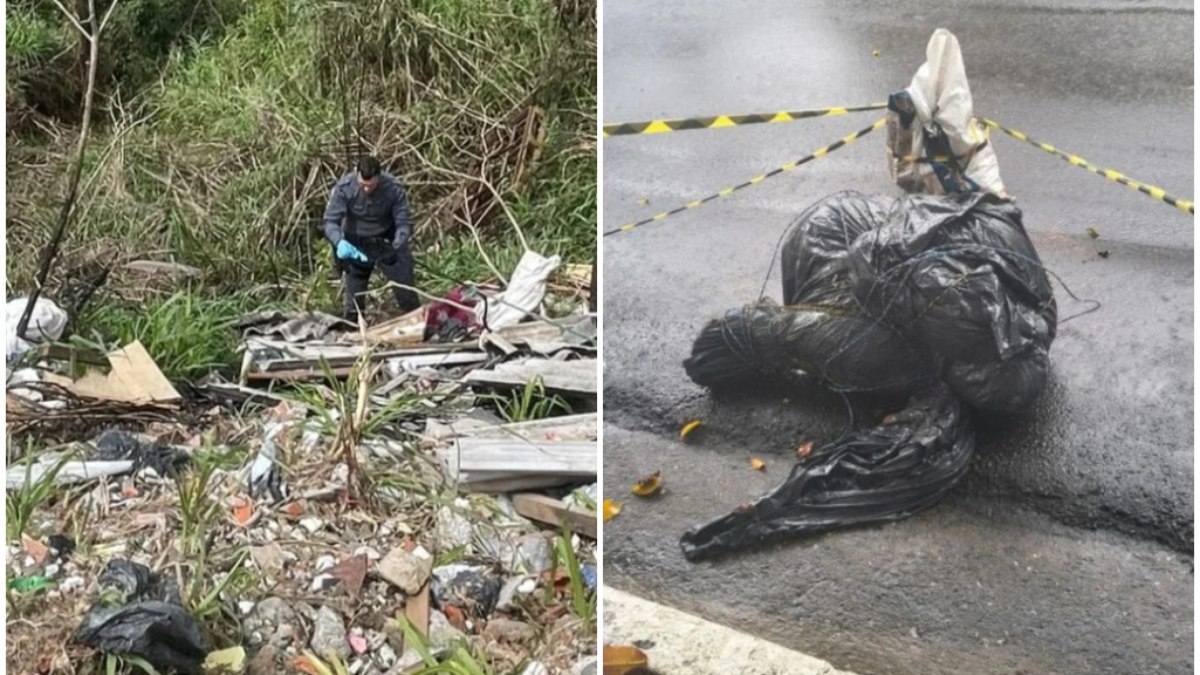 Um dos corpos, em terreno baldio e outro em via pública Um dos corpos, em terreno baldio e outro em via pública