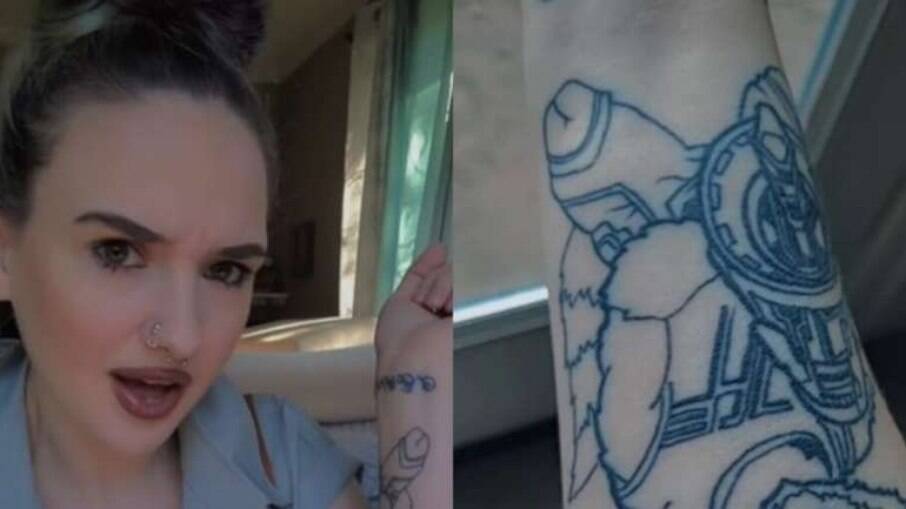 Mulher percebe pénis em tatuagem